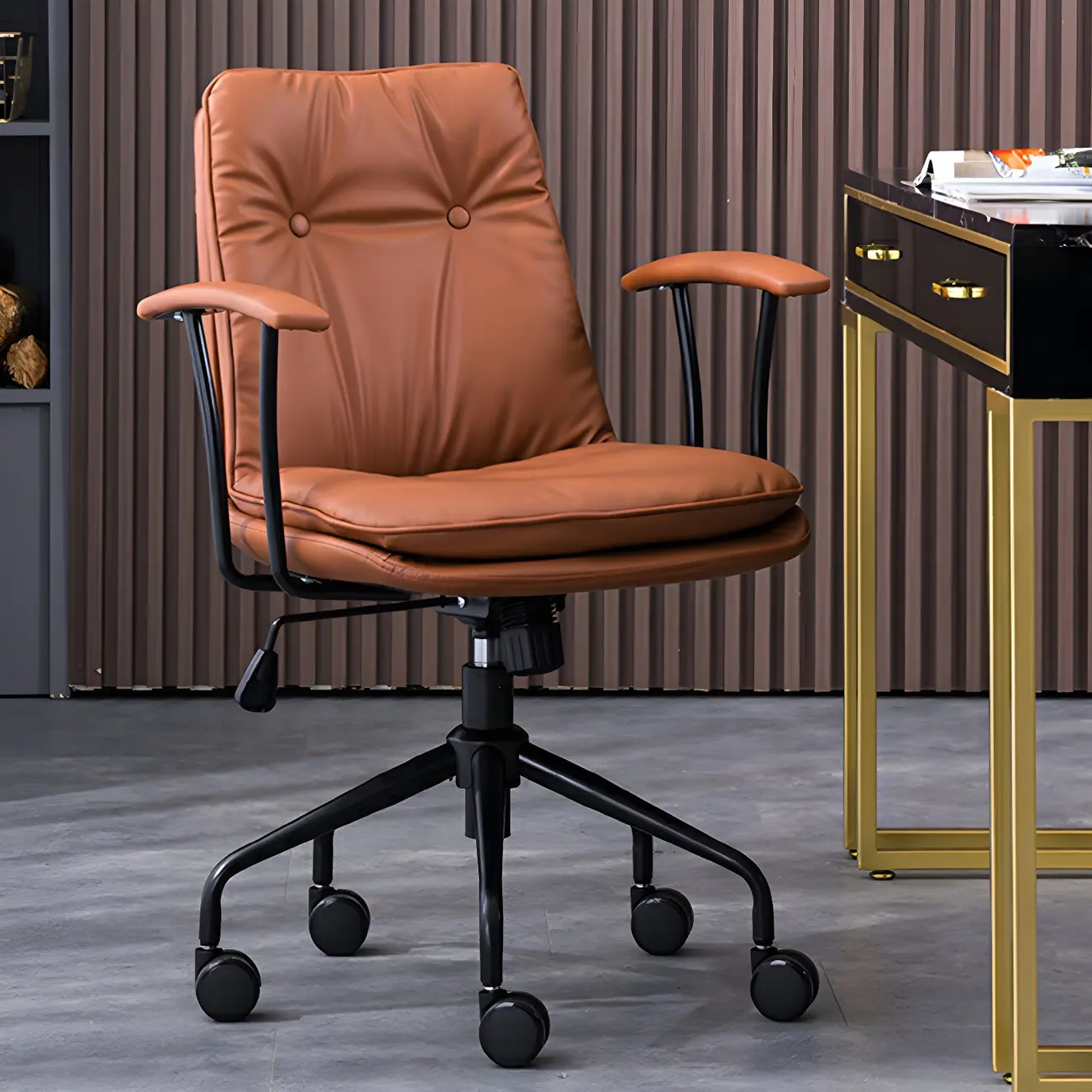 Modern Green Leather Swivel Tilt Office Chair