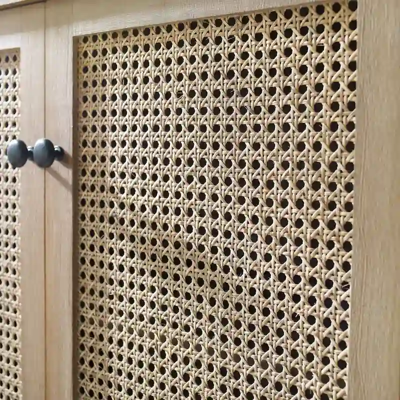 Art Leon Woven Rattan Wicker Accent Cabinet