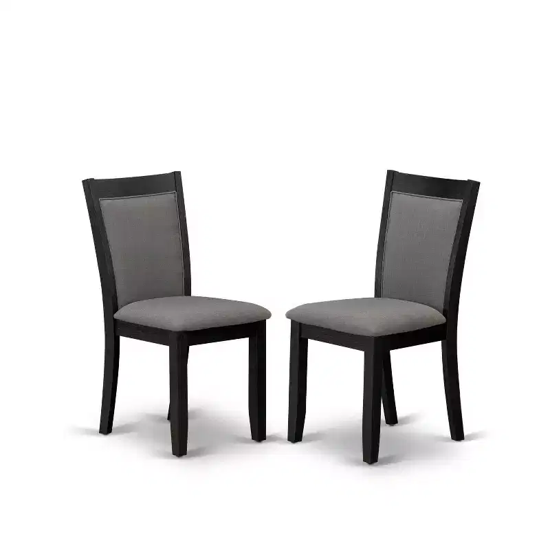 3-Piece Wirebrushed Black Solid Wood Top - Upholstered Dining Room Set - Seats-4