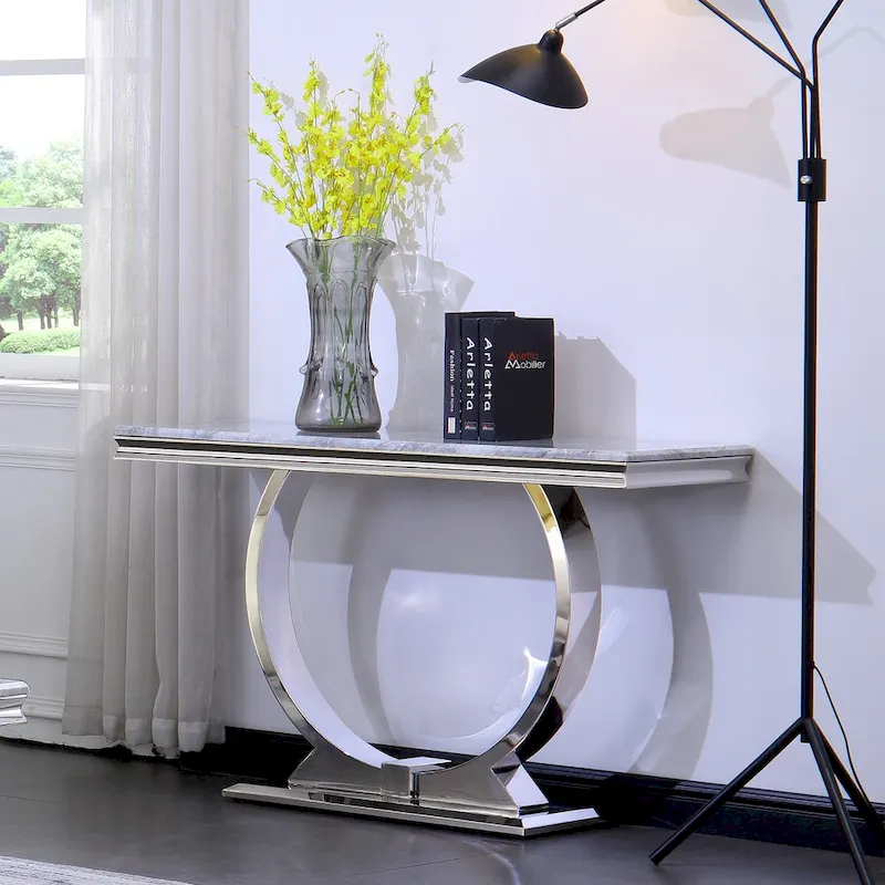 Modern Console Tables With Metal U Base and Gloss texture top