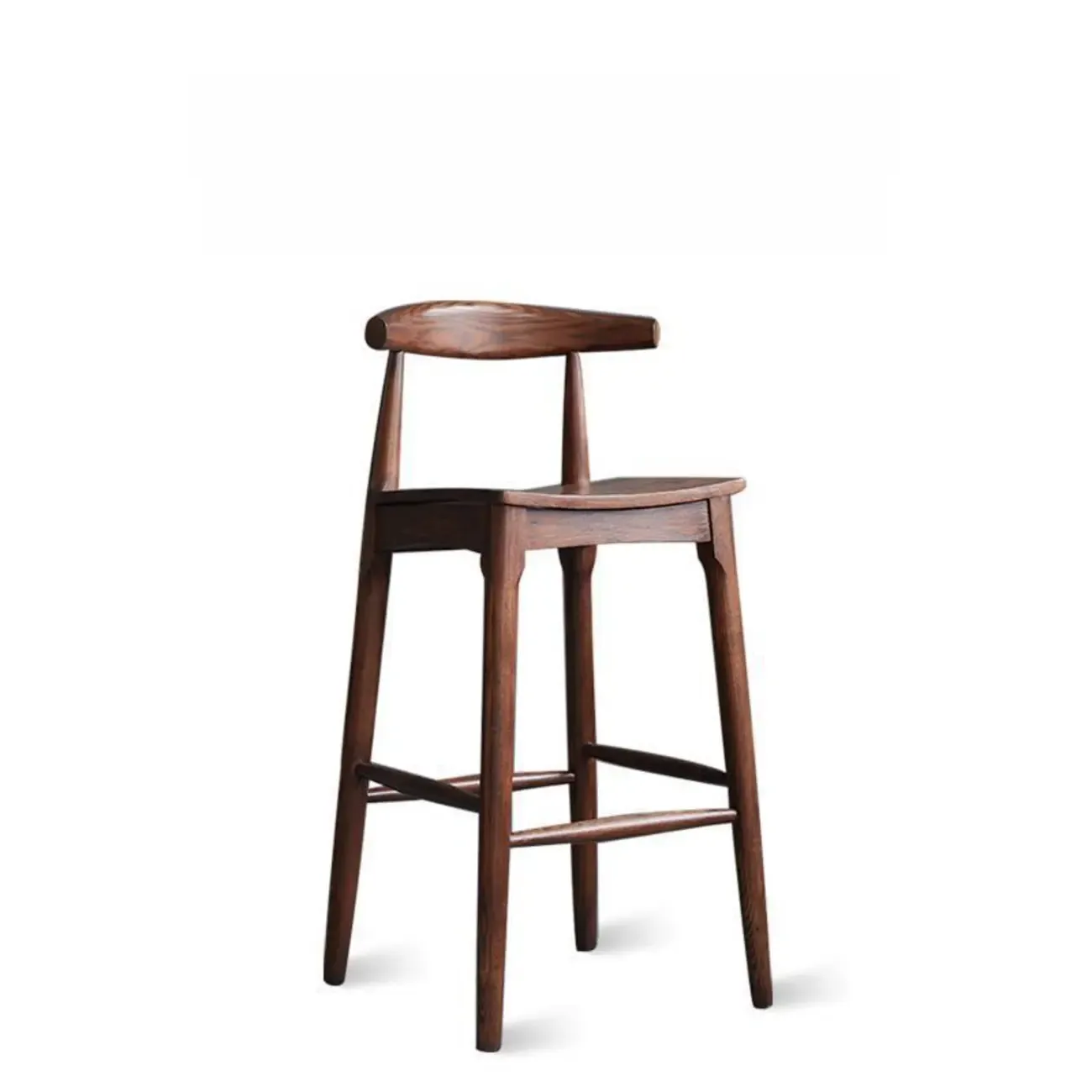 Rustic Wooden Saddle Open Curved Back Counter Bar Stools