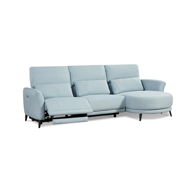 Wells Right-Arm Light Blue Chaise Lounge Sectional Sofa