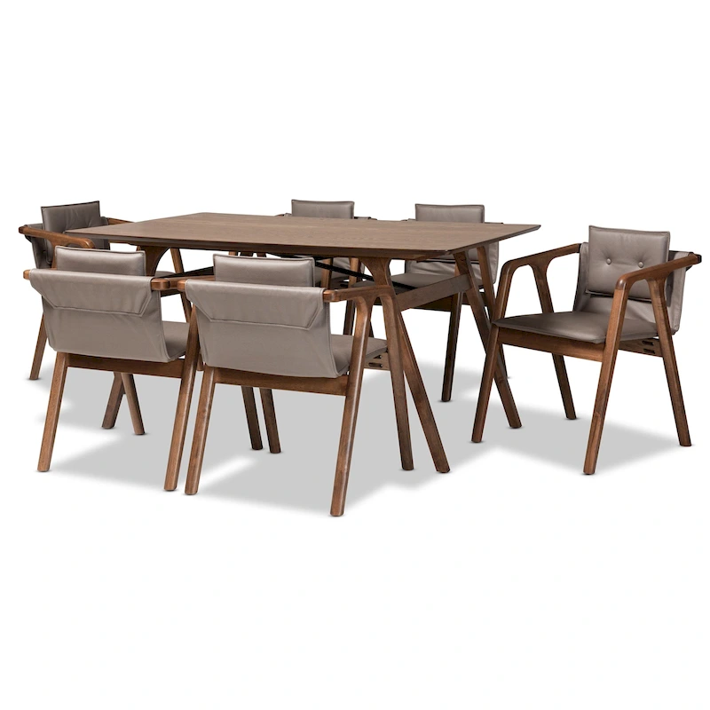 Marcena Mid-Century Modern 7-Piece Dining Set