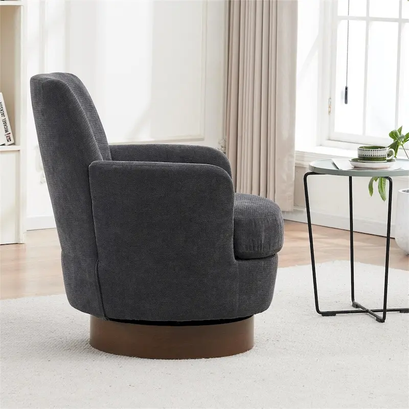 Swivel Round Accent Chairs Armchair with Stainless Steel Base