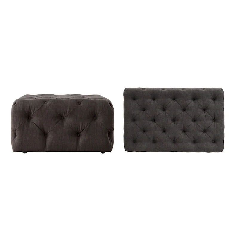 Tufted Rectangular Ottoman with Casters