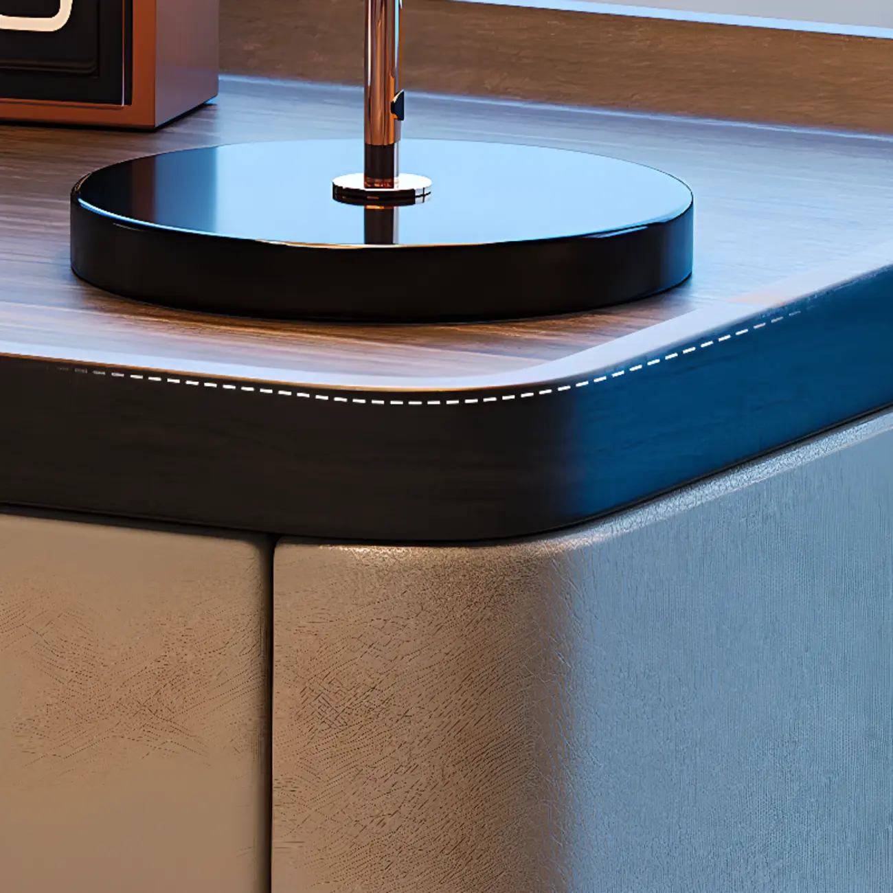 Wooden Overbed 2 Drawers Nightstand with Grooved Top