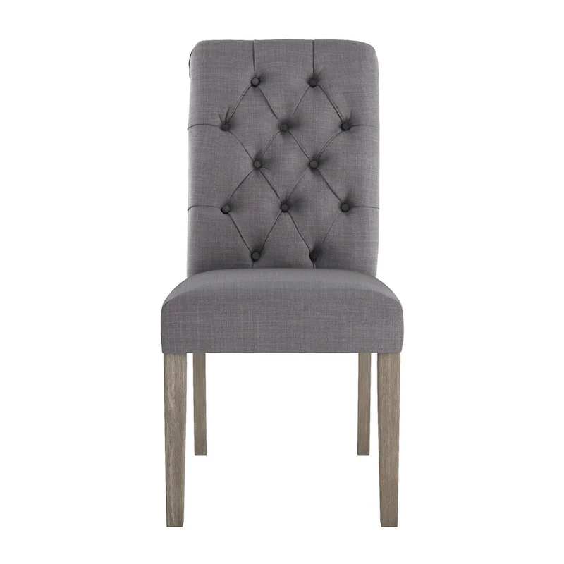 Benchwright Linen Tufted Dining Chair with Grey Finish Legs (Set of 2) by iNSPIRE Q Artisan