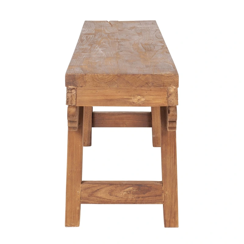 Natural Solid Wood Carved Bench by East at Main