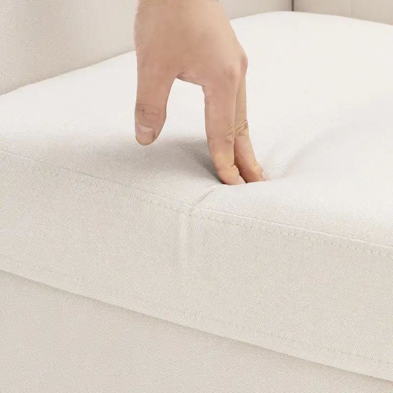 LUE BONA Modern Upholstered Accent Chair Linen Fabric Button Tufted Armchair with Solid Wood Frame - 28.5 W X 27.25 D X 33.75 H