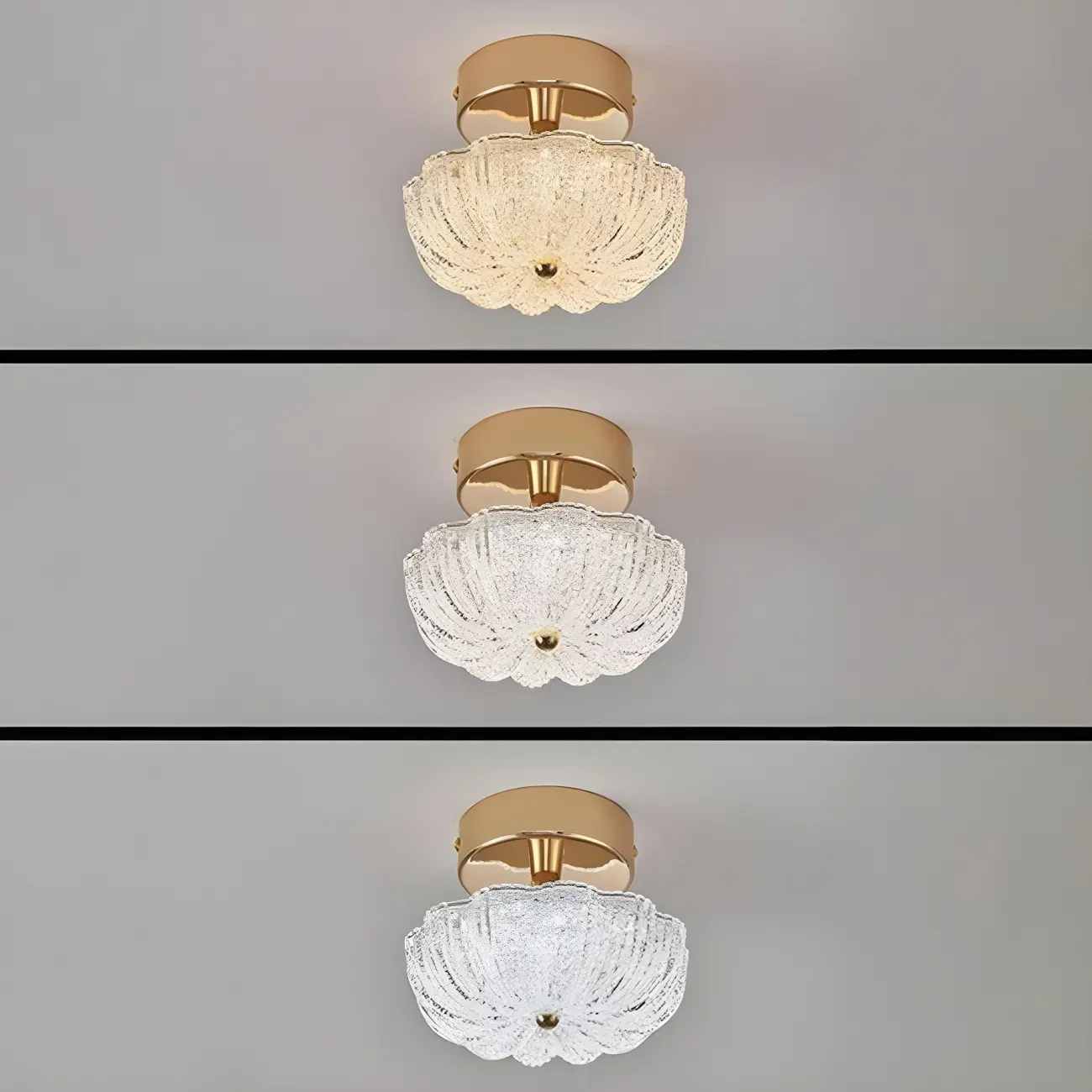 Golden Dome Semi Flush Ceiling Light with Acrylic Shade