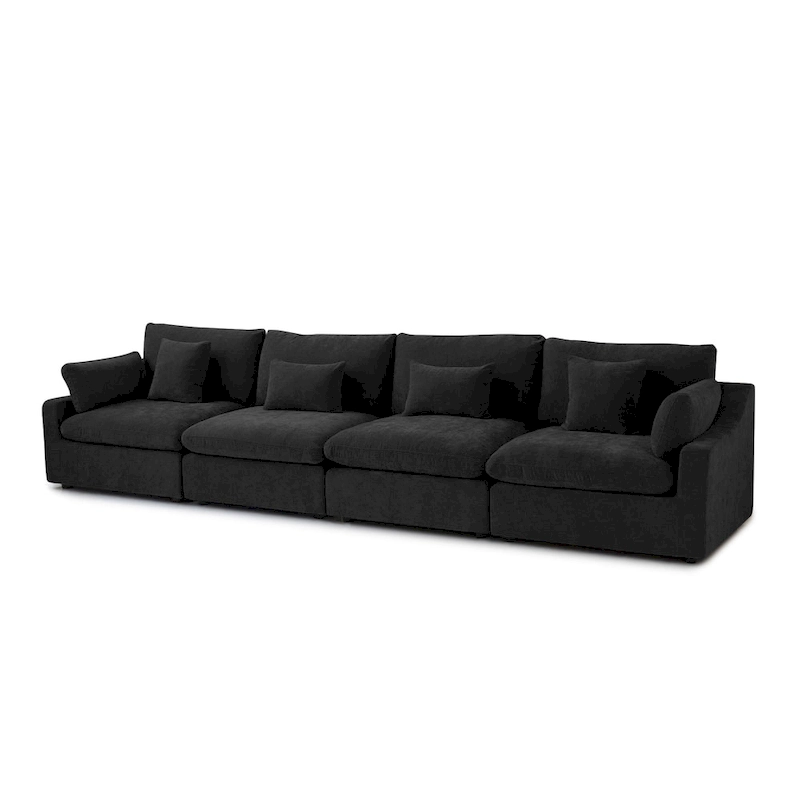 Classic Modern Linen Sectional Modular Sofa 4-Seater Down Filled Cloud Couch with Cushions