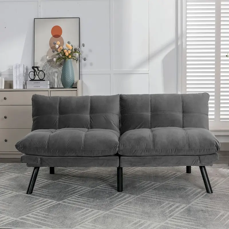 Modern Upholstered 2-Seater Sofa Bed with Adjustable Backrest and Armrests - 70:l