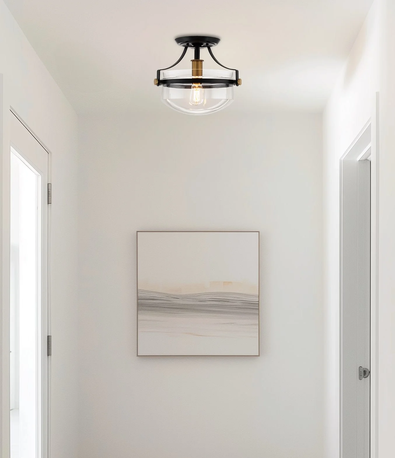 Zurich 12 Rustic Farmhouse Semi-Flush Mount Ceiling Light