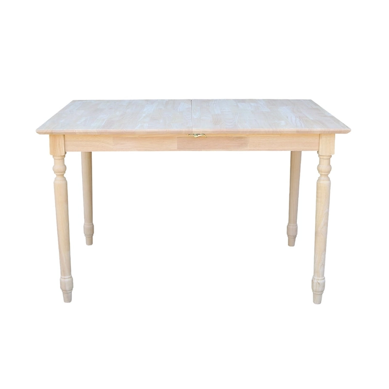 International Concepts 32-inch Wide Unfinished Turned Style Parawood Dining Table with Butterfly Extension