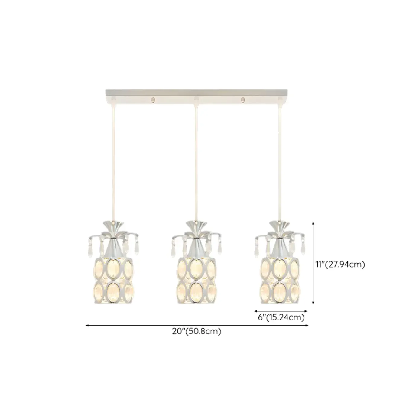 Elegant Cylinder Crystal Kitchen Island Pendant Light with Spotlight