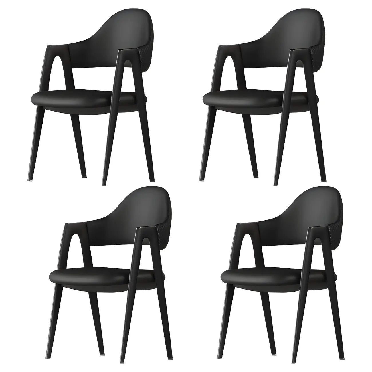 Modern Leather Curved Open Back Arm Dining Chair
