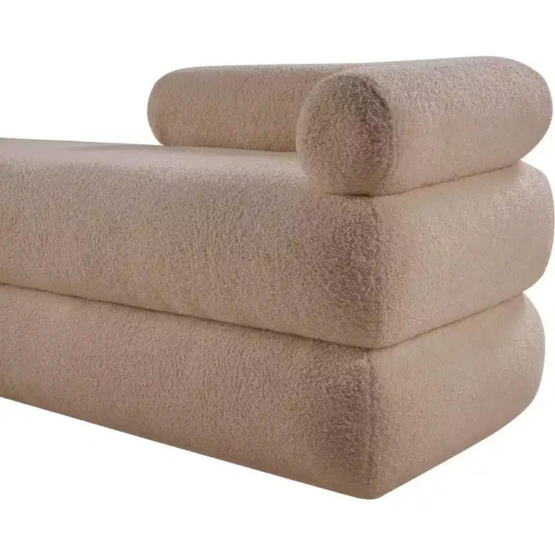 Meridian Furniture,Kennedy Faux Shearling Teddy Fabric Bench