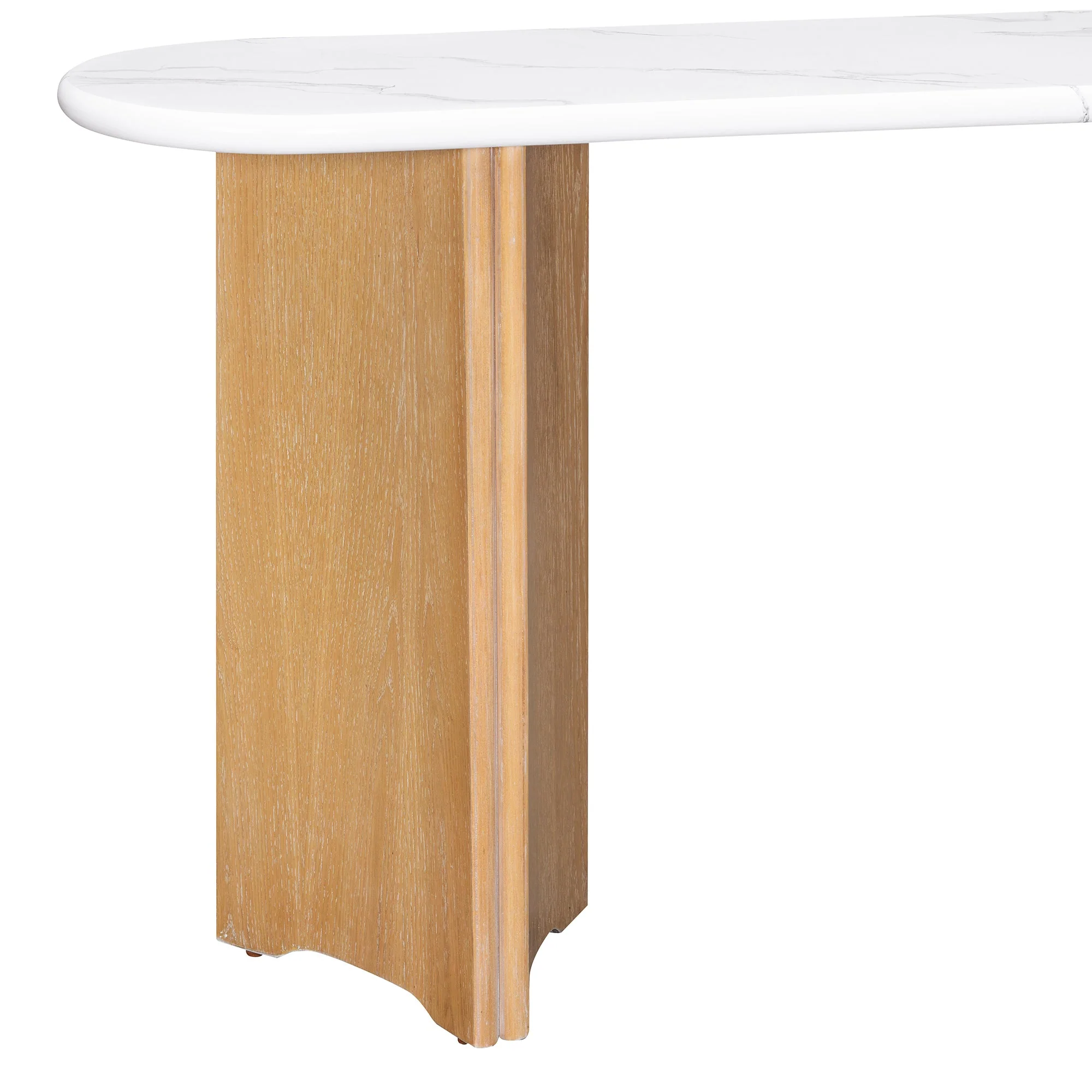 Walker Edison | Oval Faux Marble Top Console Entryway Table