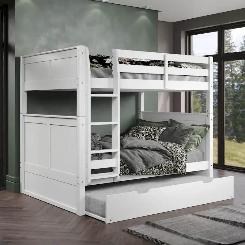 Camaflexi Full over Full Bunk Bed with Twin Trundle - Panel Headboard