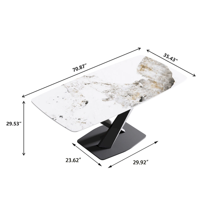 71  Modern Artificial Marble Dining Table with Carbon Steel Base