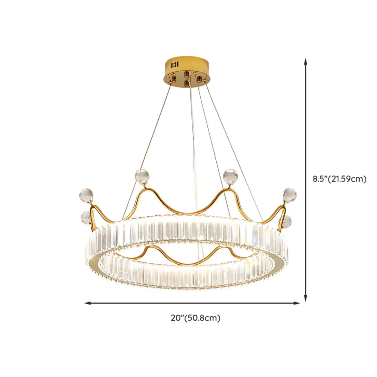 Elegant LED Golden Crown Shape Crystal Chandelier