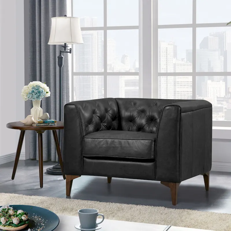 Poly & Bark Essex Lounge Chair - Full Grain Genuine Italian Leather