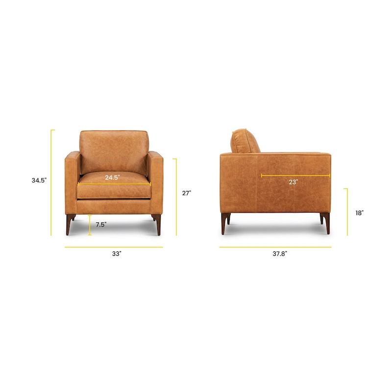 Poly & Bark Mateo Lounge Chair - Full Grain Genuine Italian Leather