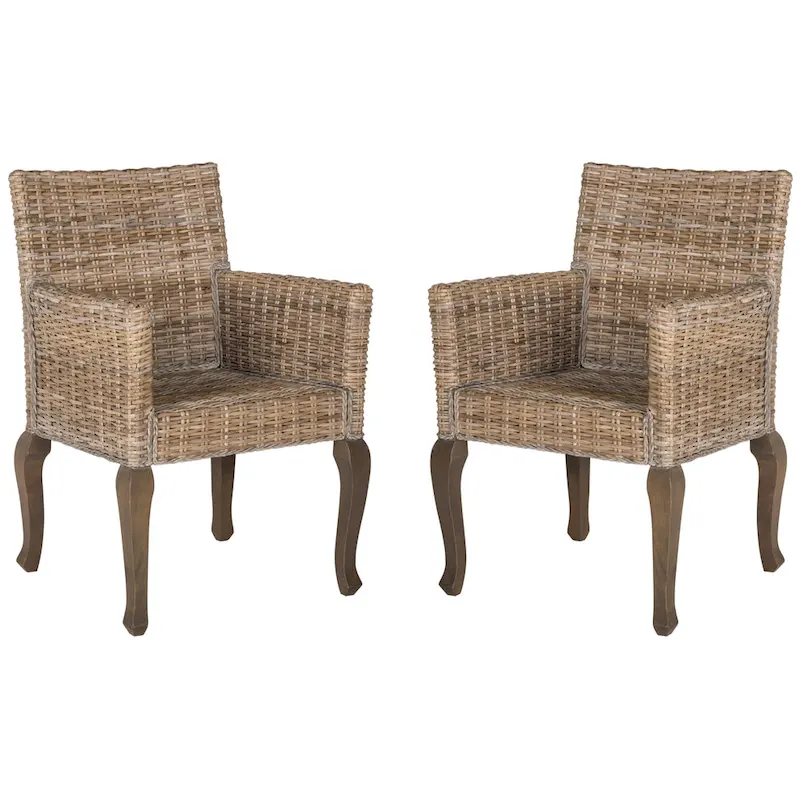 SAFAVIEH Alearda Natural Dining Chair (Set of 2) - 23 x 24.4 x 34 - 23Wx24Dx34H
