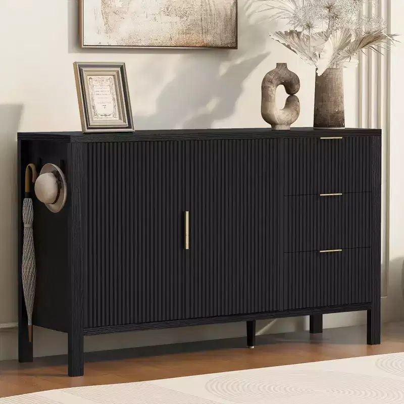 GDFStudio Law Modern Large Storage Cabinet with Drawers and Adjustable Shelves