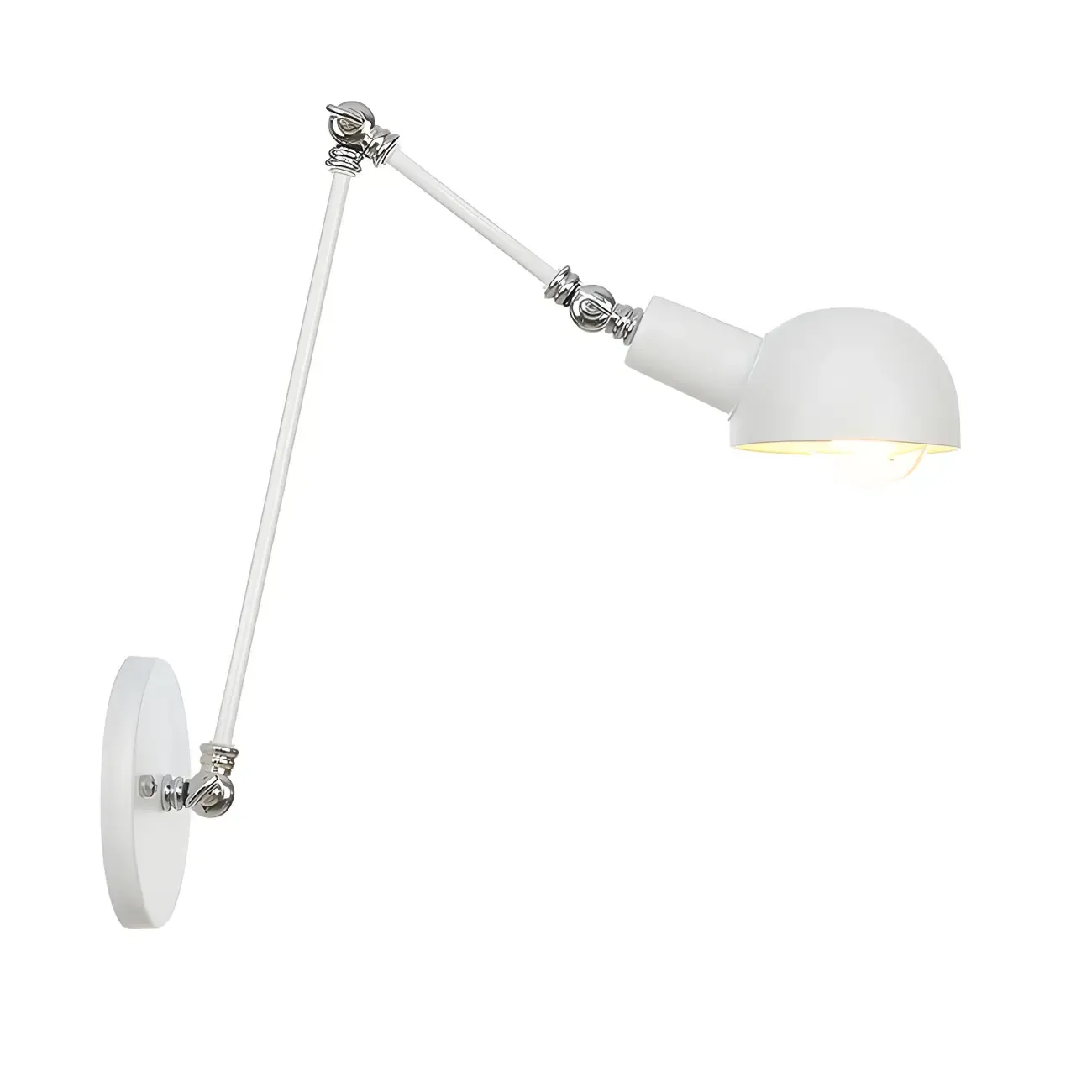 Gold and White Dome Swing Arm Wall Light