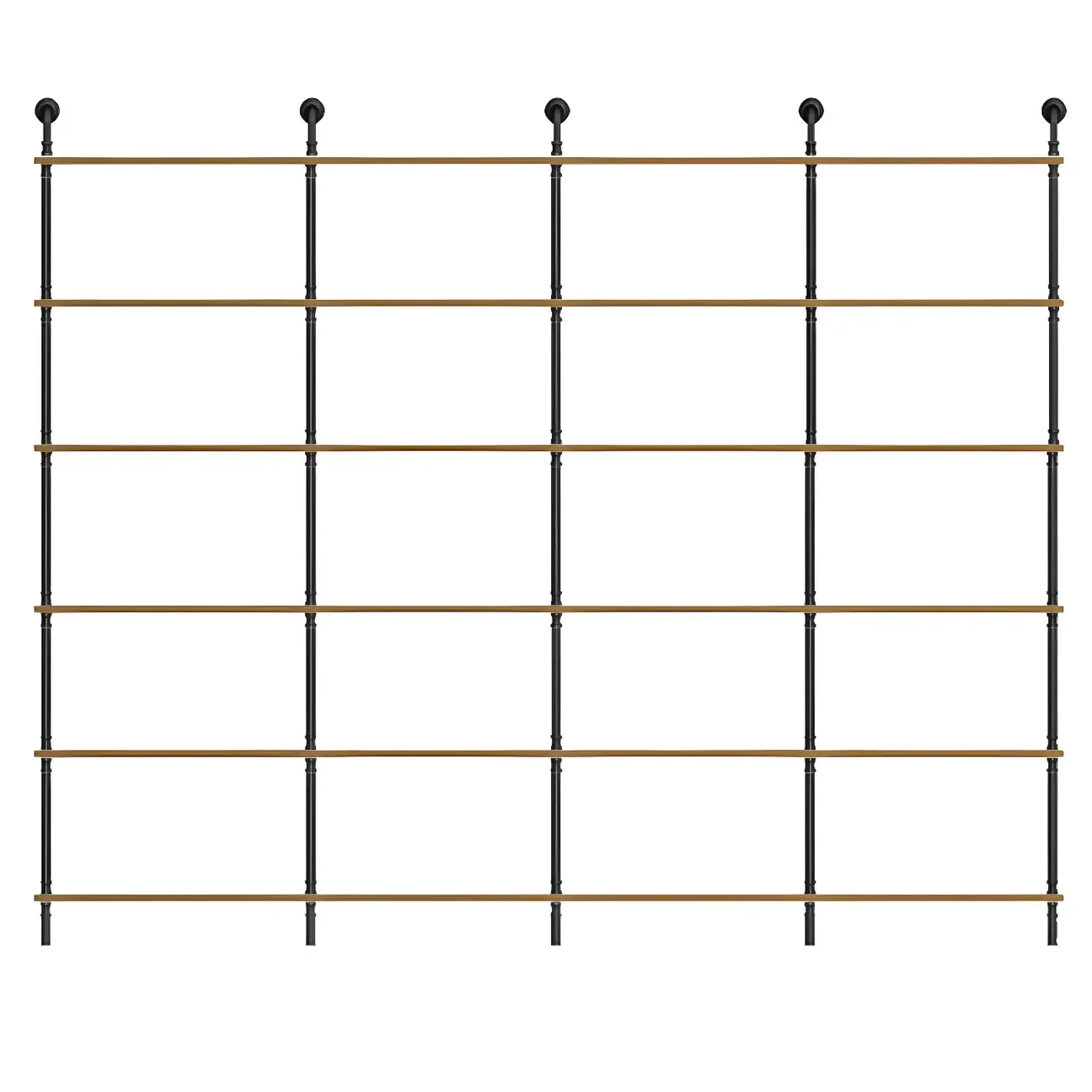 Industrial Black Wood Wall-Mounted Bookcase