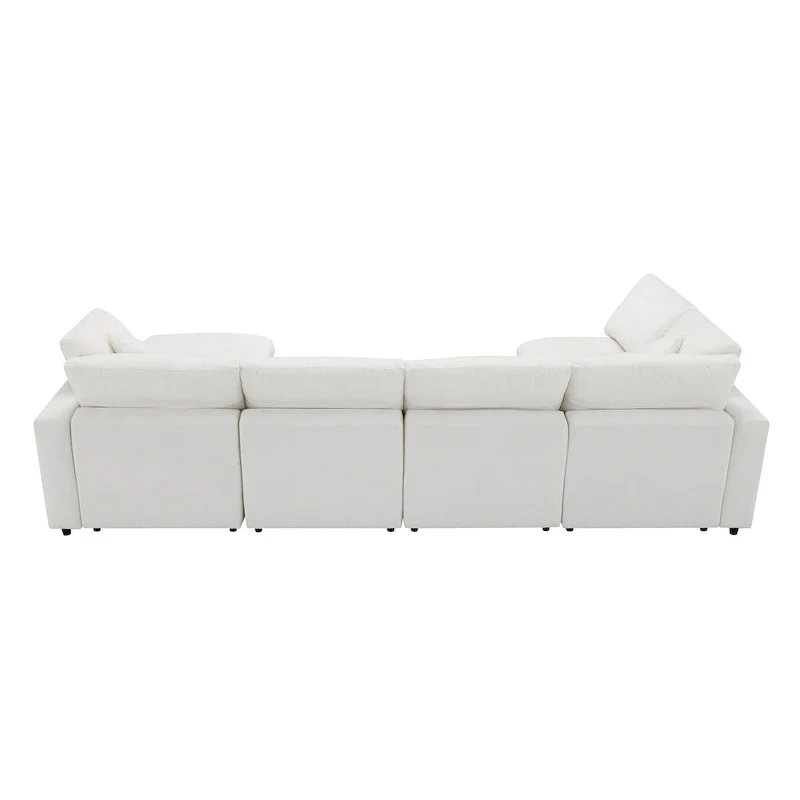 Modular Chenille Cloud Sofa Bed, Convertible U Shaped Sleeper Sofa