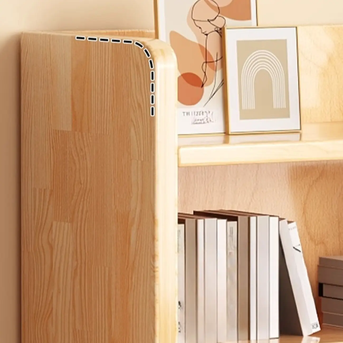 Narrow Vertical Modern Wooden Bookcase in Natural Finish