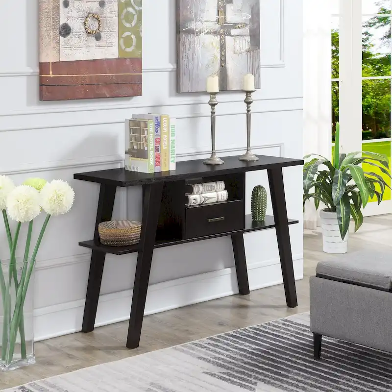 Convenience Concepts Newport Mike W 1 Drawer Console Table with Shelves