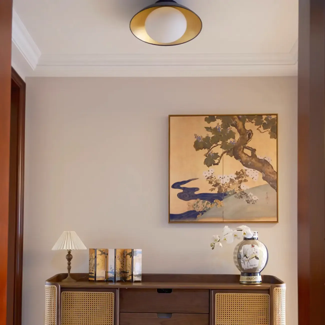 Simple Barn Shape Metal Semi Flush Ceiling Light