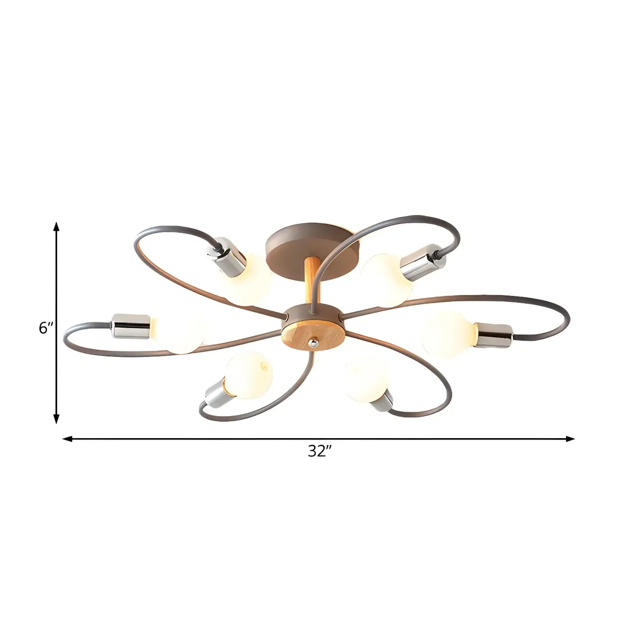 Modern Green Curved Sputnik Semi Flush Mount Ceiling Light
