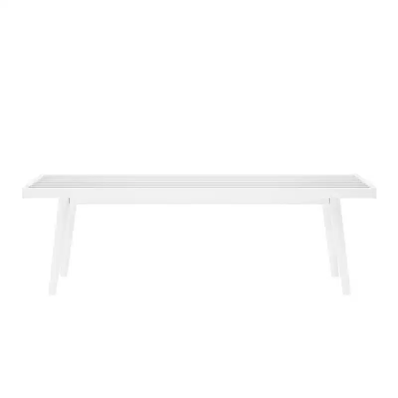 Mid-Century Solid Wood Bench – Black/Clay/Natural/Pecan/Teal/Walnut/White/Yellow – Seats 1