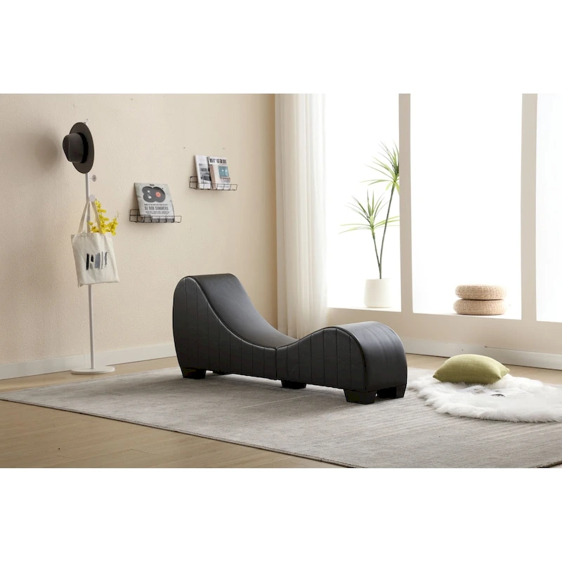 Factory Direct Yoga Chaise Lounge Collection for Stretching & Relaxation Modern Faux Leather Curved Sofa