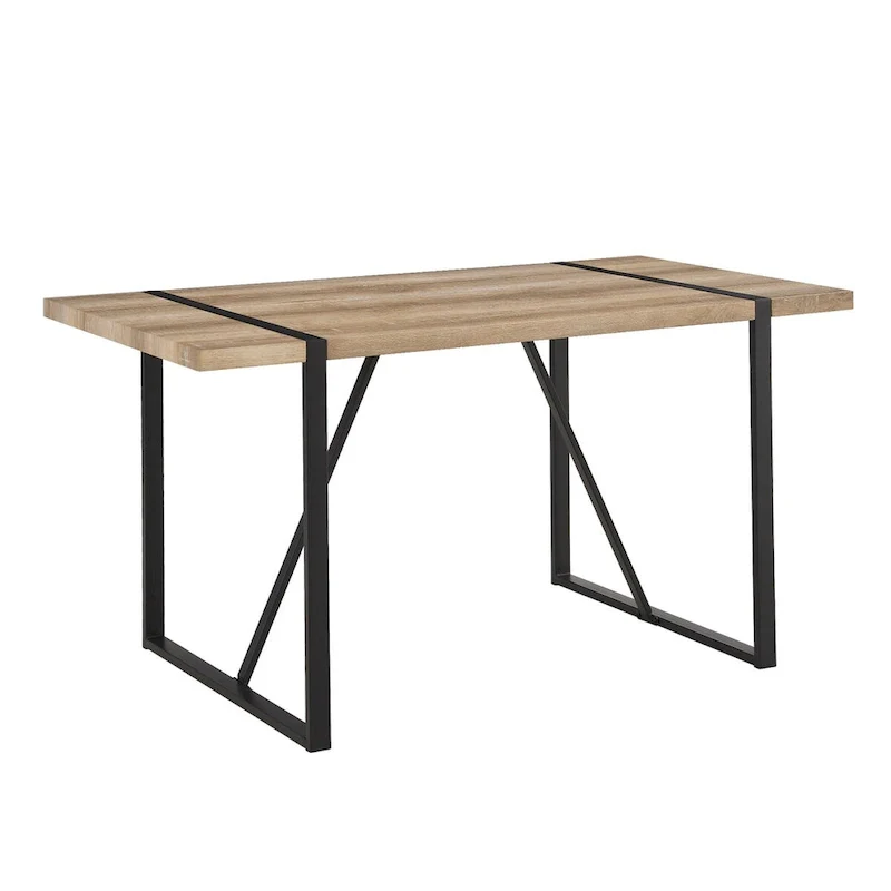 Wood Colour Dining Table and Modern Dining Chairs, Mid Century Wooden Kitchen Table, Metal Base & Legs