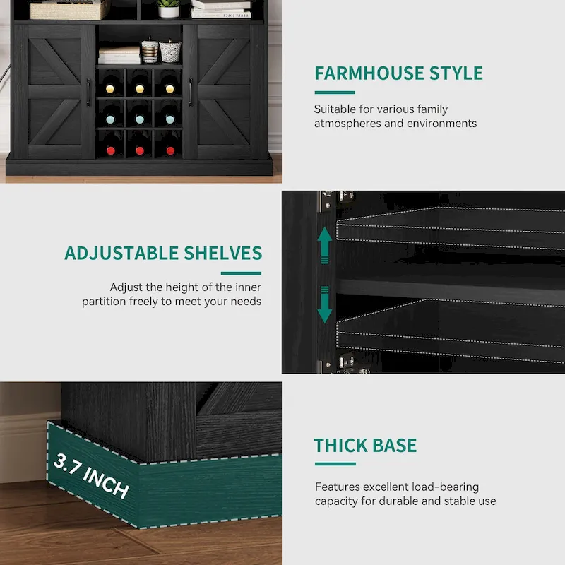 Moasis 52 Buffet Cabinet Farmhouse Coffee Bar Cabinet