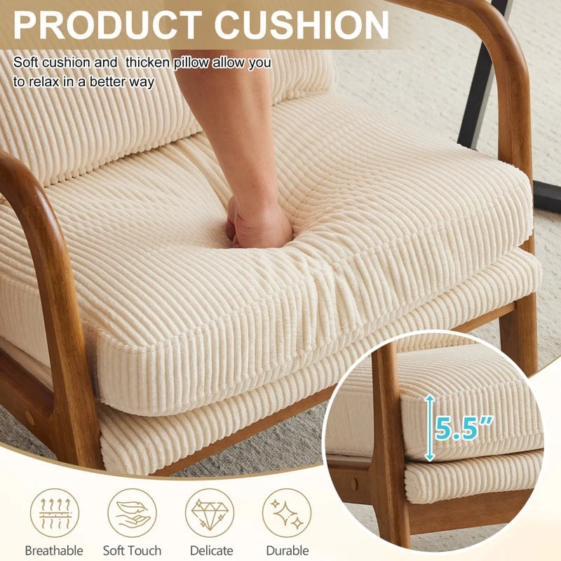 High Back Solid Wood Armrest Backrest Leisure Chair Accent Chair