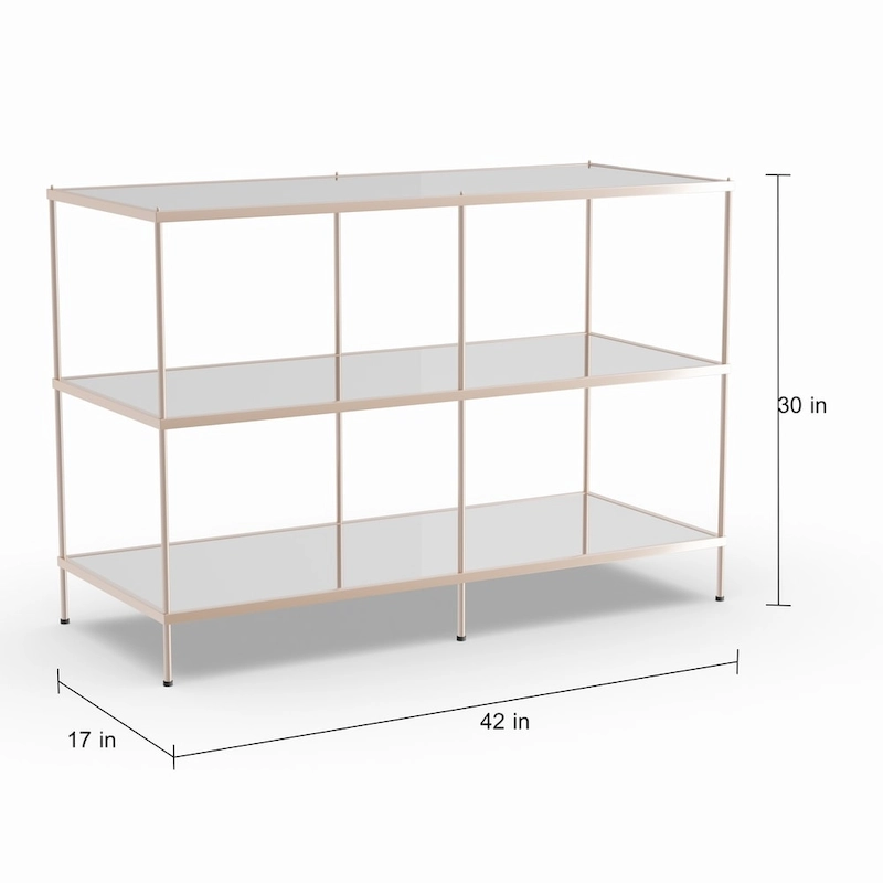 SEI Furniture Grant Modern Metal Console Table with Glass Top and Shelves
