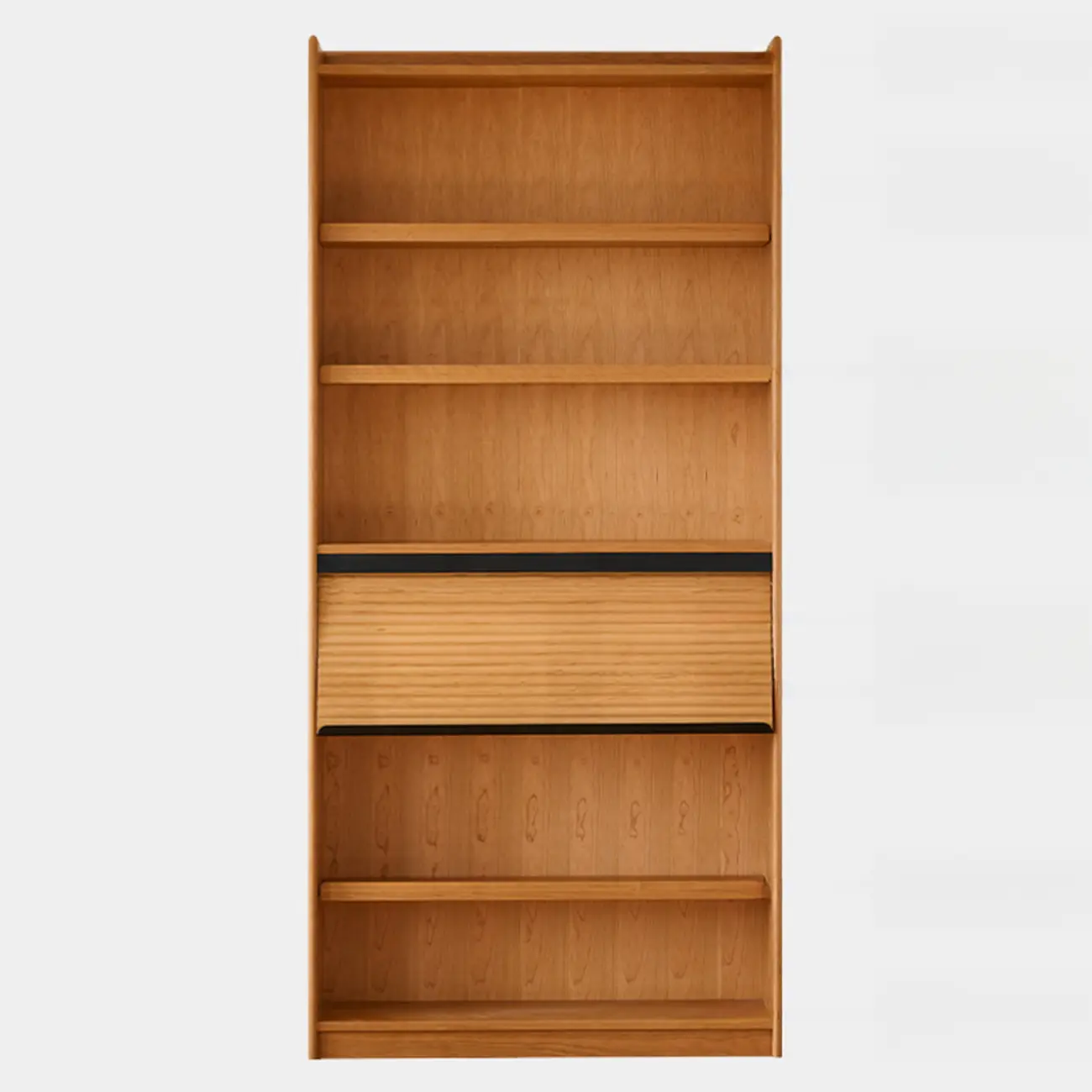 Adjustable Solid Wood Brown Display Cabinet with Light