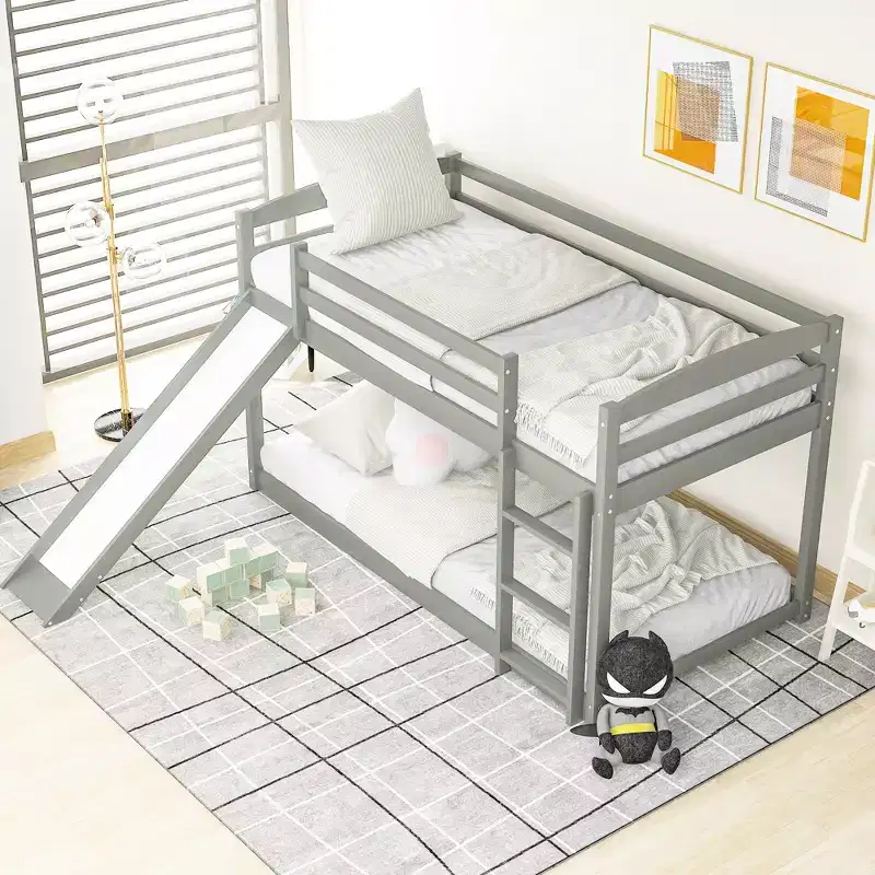 Whisen Twin over Twin Bunk Bed with Convertible Slide and Ladder
