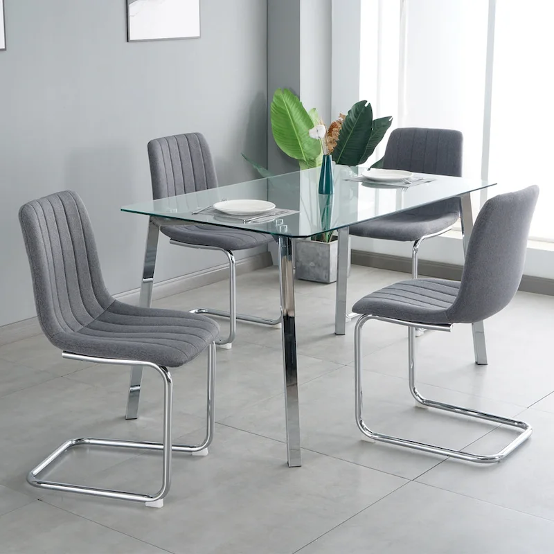 Set of 4 Modern Dining Chair with Metal Legs