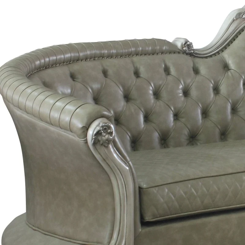 HomeRoots 113  Bone Faux Leather Sofa And Toss Pillows With White Legs - 113