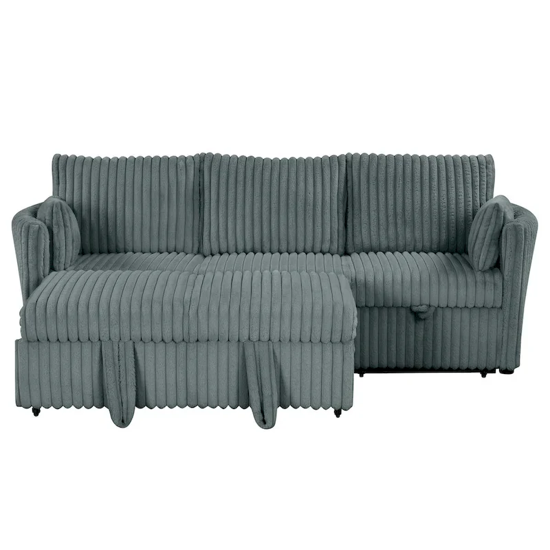 Modern Fabric Sleeper Sectional with USB and 2 pillows