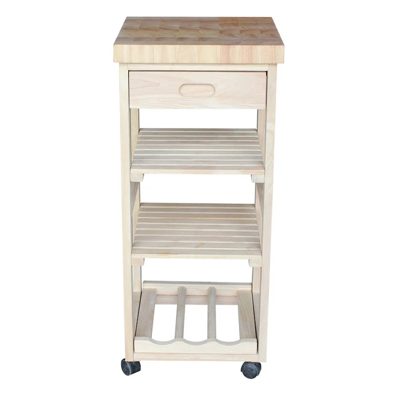 Estelle Unfinished Solid Parawood Kitchen Trolley