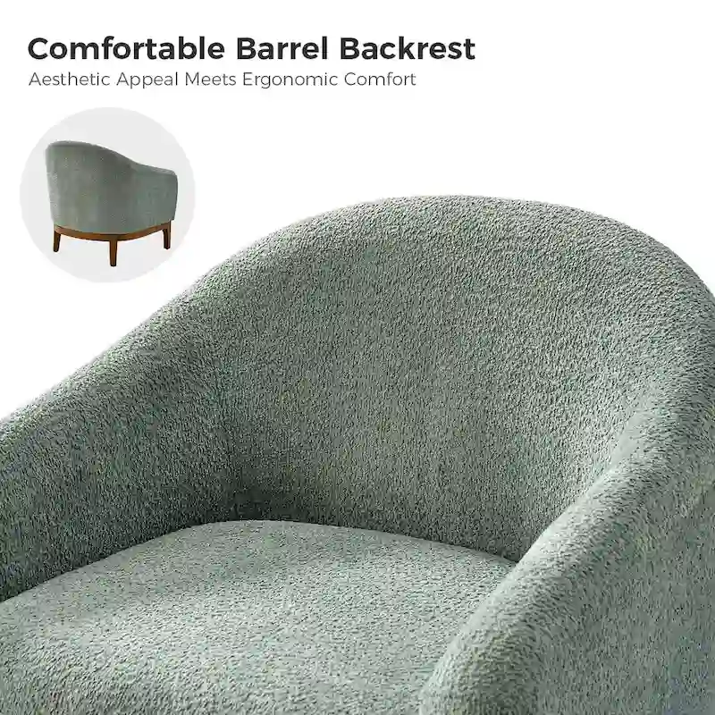 Augus Modern Boucle Accent Barrel Chair with Solid Wood Legs by HULALA HOME
