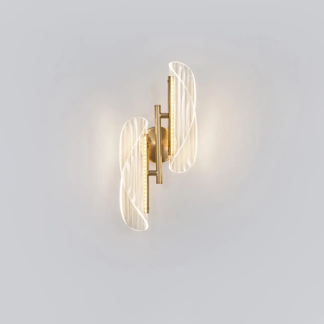 Art Deco Gold Metal and Acrylic LED Wall Sconce
